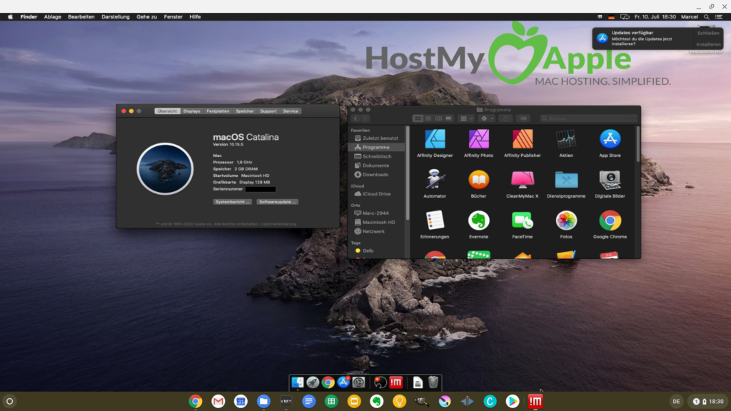 macOS Catalina innerhalb von No Machine im Linux Modus von Chrome OS
