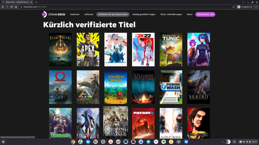 Für das Steam Deck verifiziere Spiele | Screenshot: cyldx.de