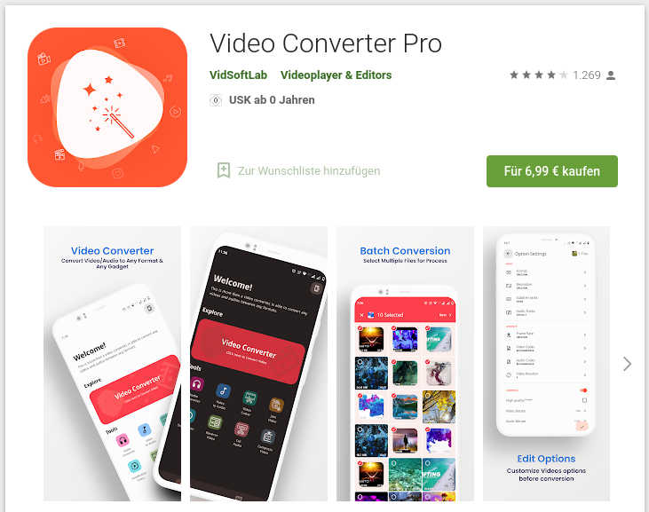 Video Converter Pro im Play Store unter Chrome OS | Bild: cyldx.de